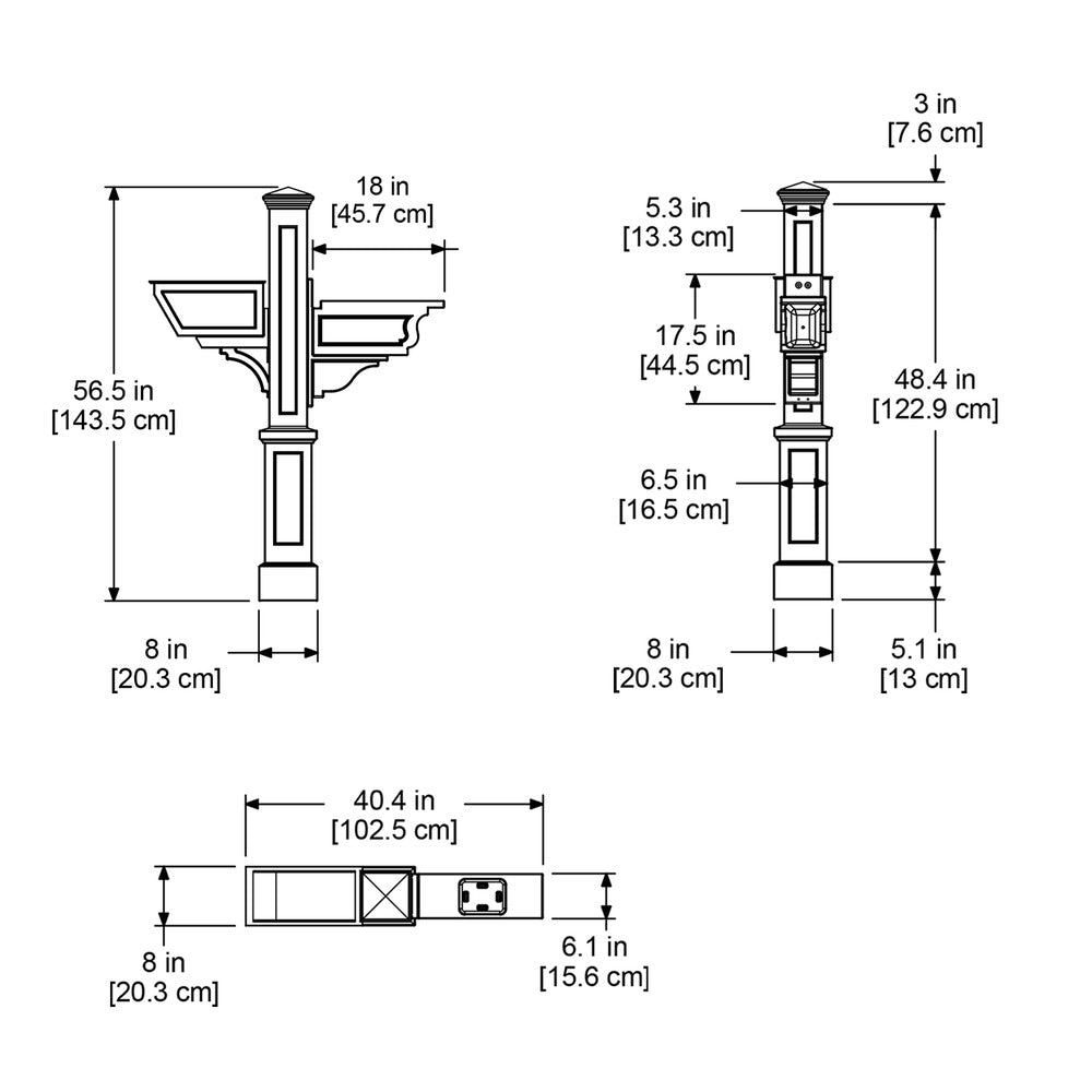 Signature Plus Mail Post - Includes Post, Planter &amp; Mailbox Arm