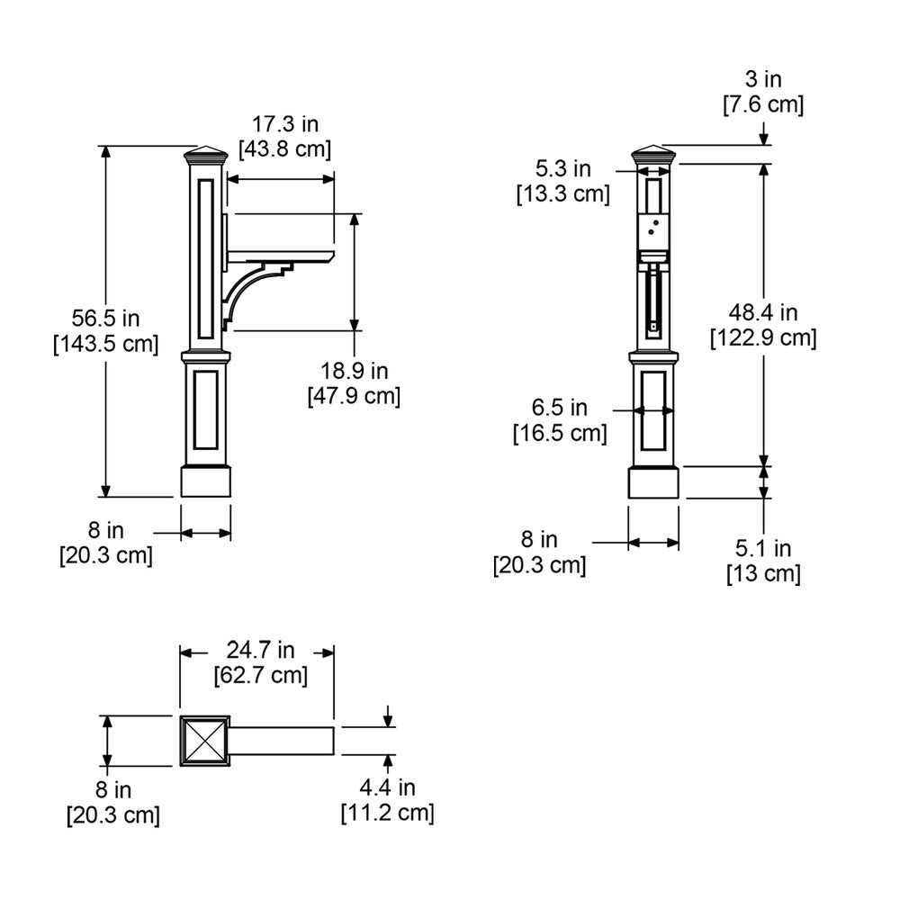 Newport Plus Single Arm Mail Post