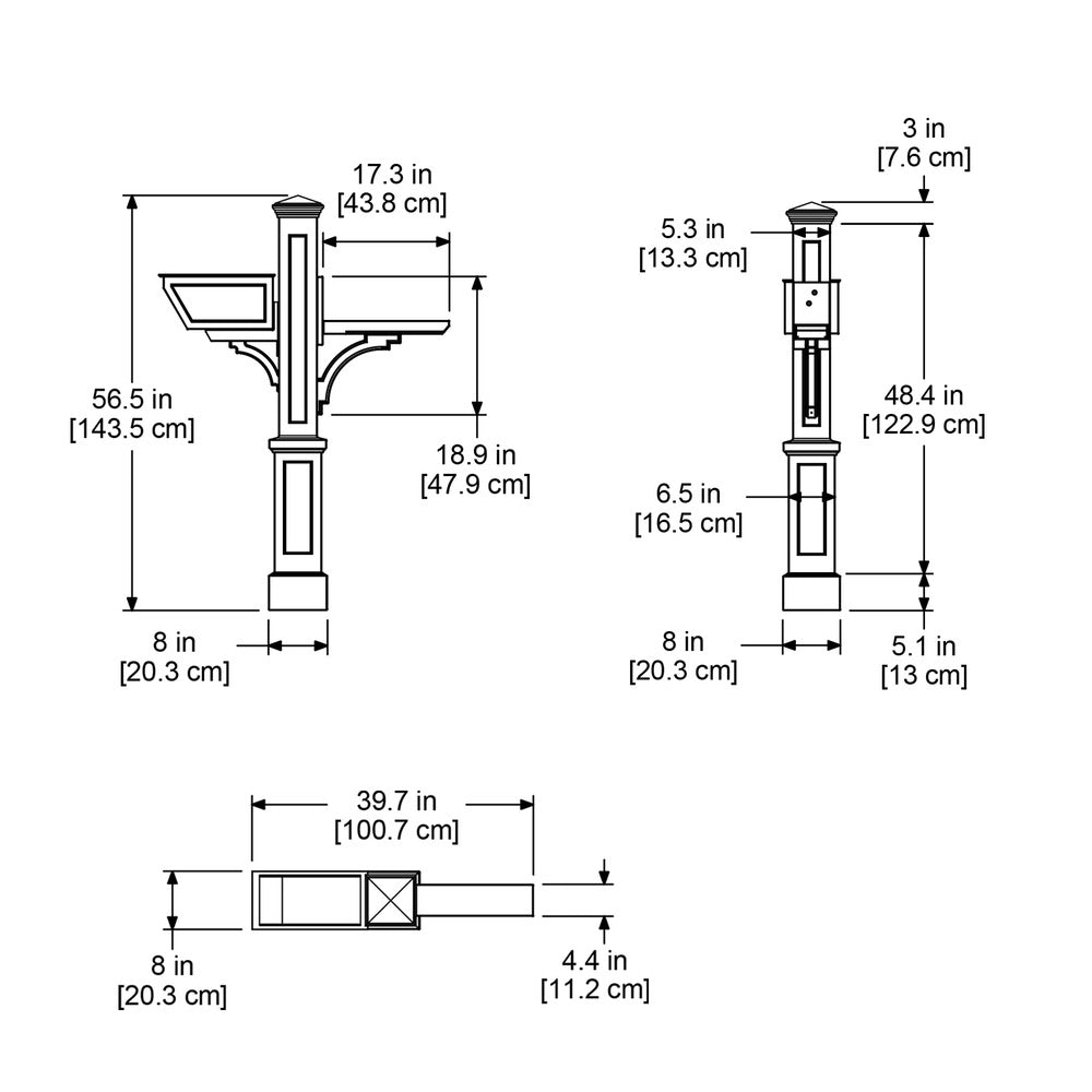 Westbrook Plus Mail Post - Includes Post, Planter &amp; Mailbox Arm