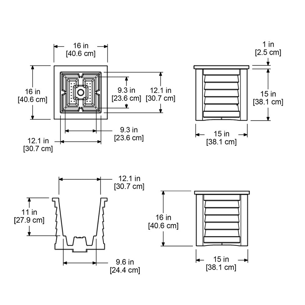 Lakeland 16in Square Planter