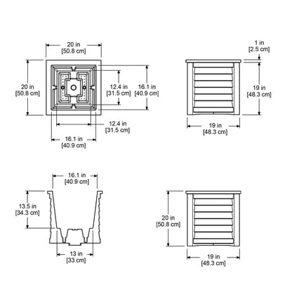 Lakeland 20in Square Planter