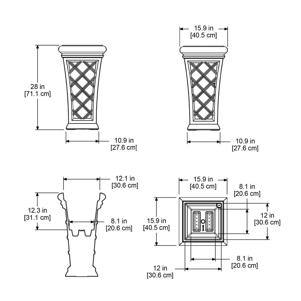 Georgian 28in Tall Planter