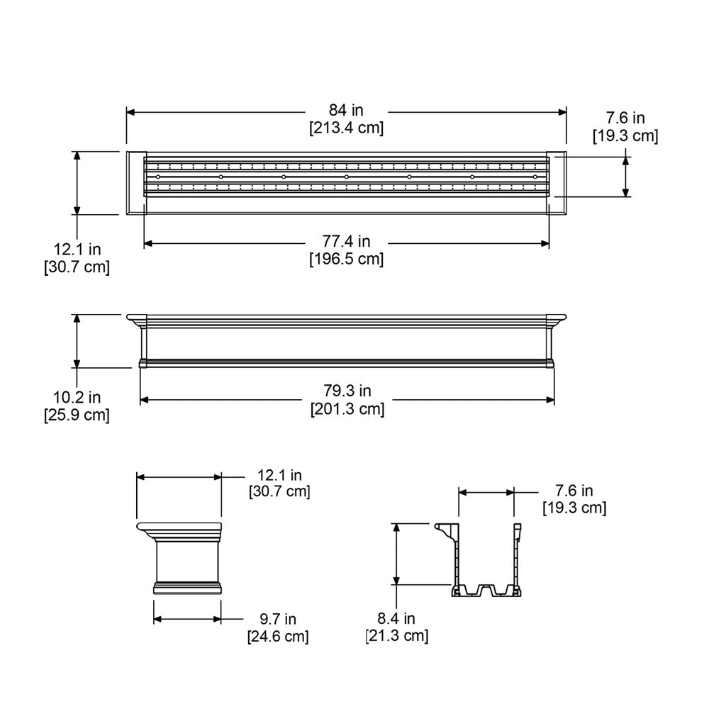 Mayne Yorkshire 7ft Self-Watering Window Box with Steel Wall Mount Brackets