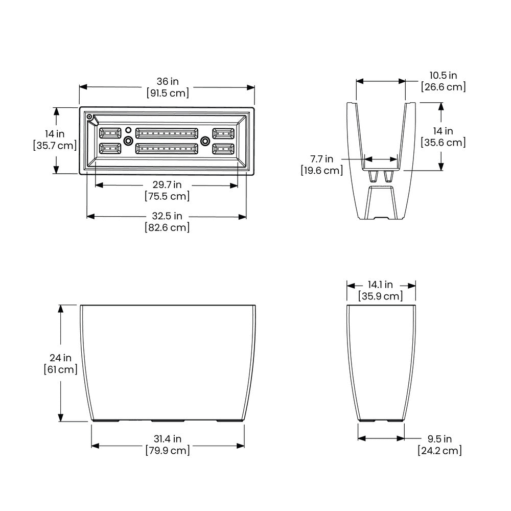 Kobi Trough Planter 36in x 14in x 24in