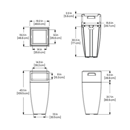 Kobi 43&quot; Tall Waste Bin with Ashtray Insert